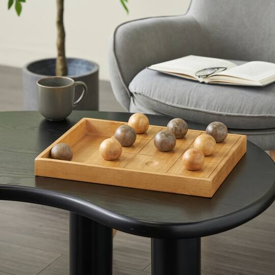 Brown Decorative Wooden Board Game Set